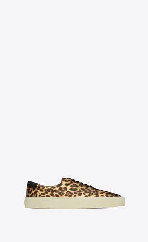 venice sneakers in shiny leopard-print leather