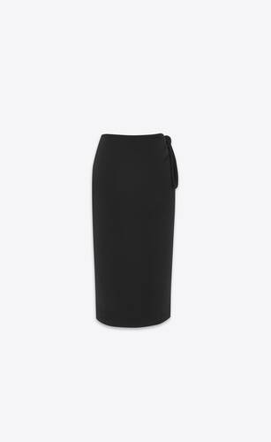 tied pencil skirt in shiny jersey