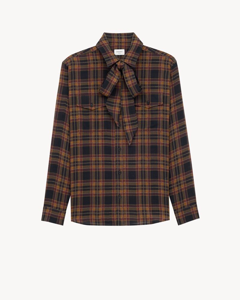 CASSANDRE lavallière shirt in wool tartan