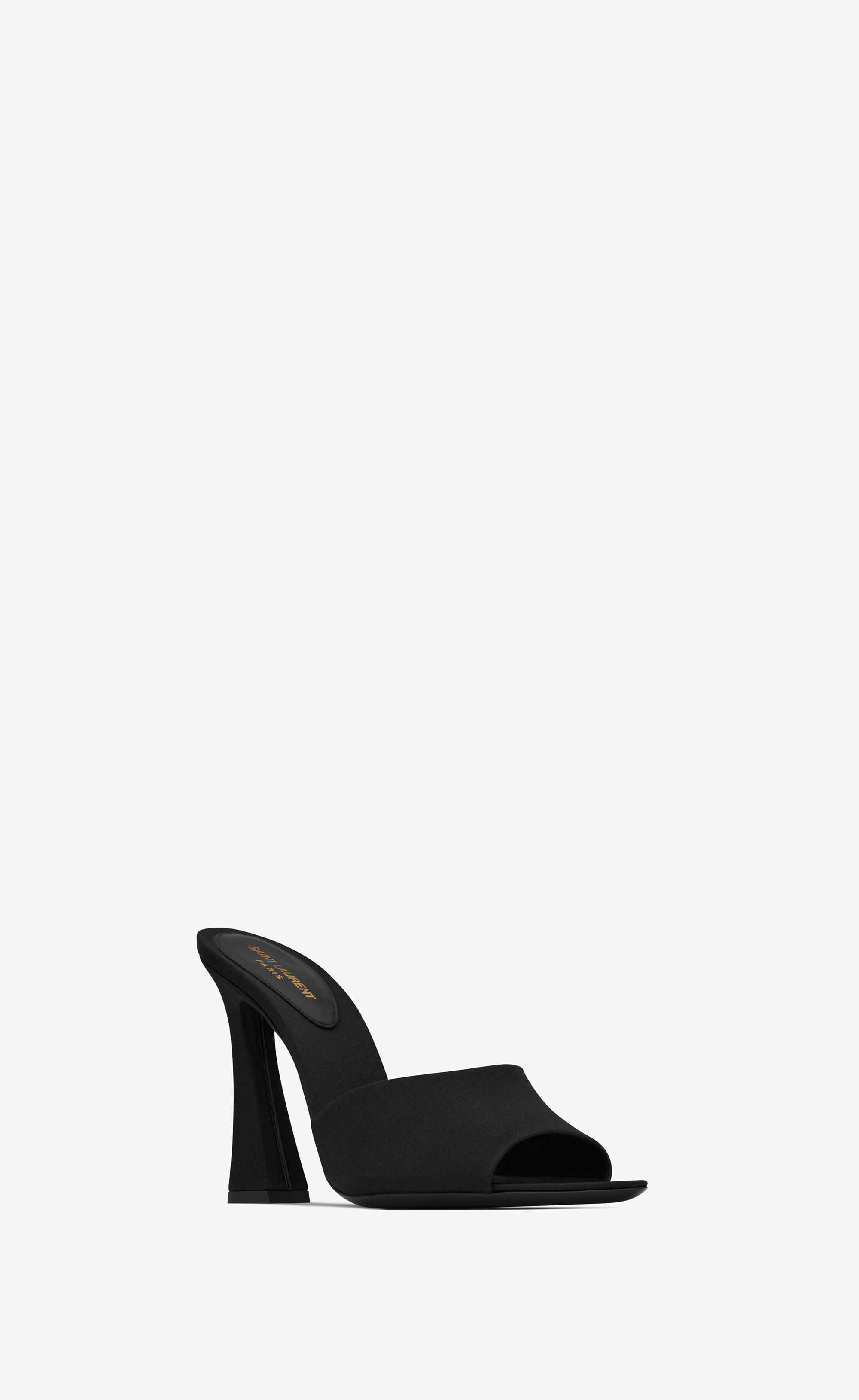 SUITE HEELED MULES IN CREPE SATIN
