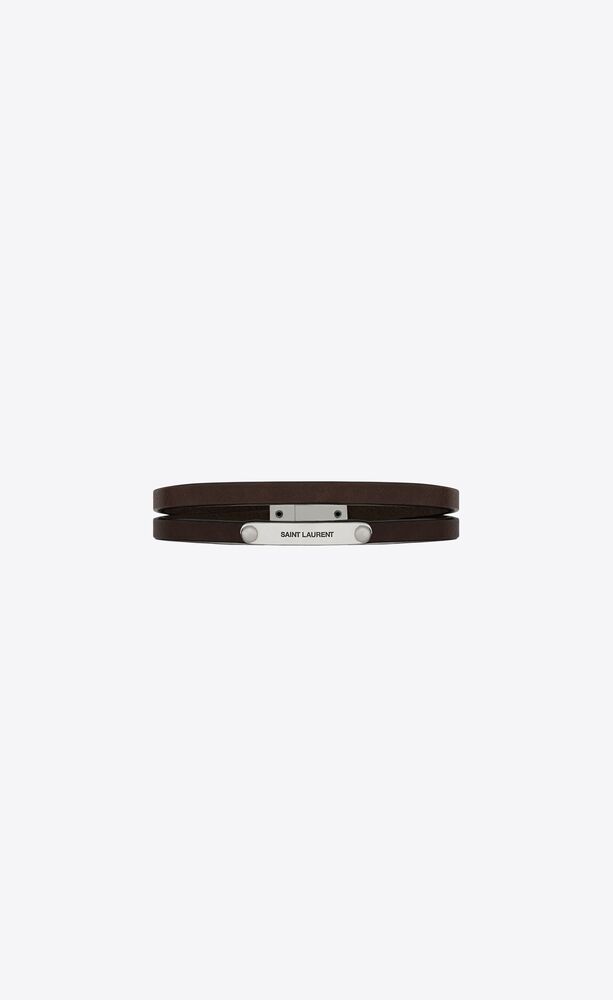double-wrap id bracelet in leather