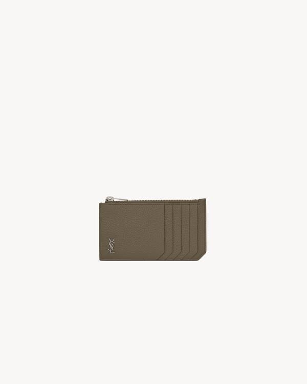 TINY CASSANDRE FRAGMENTS ZIPPED CARD CASE IN GRAINED LEATHER