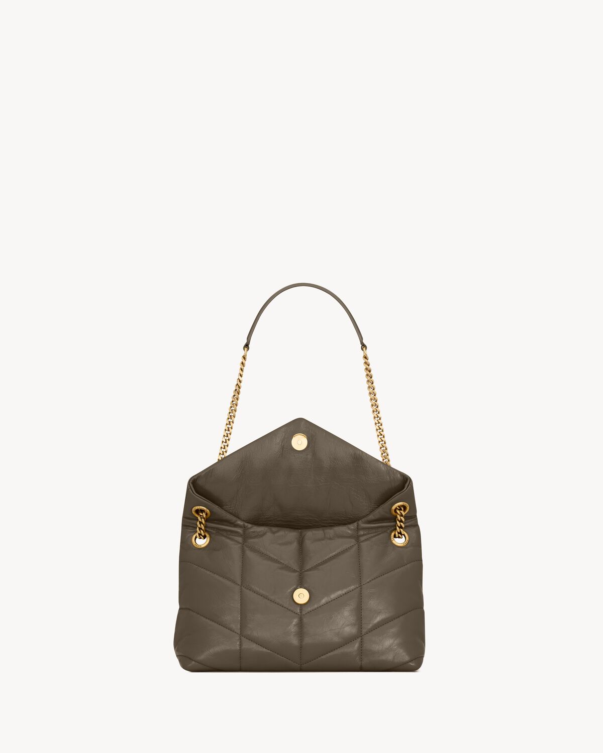 puffer small in quilted crinkled leather