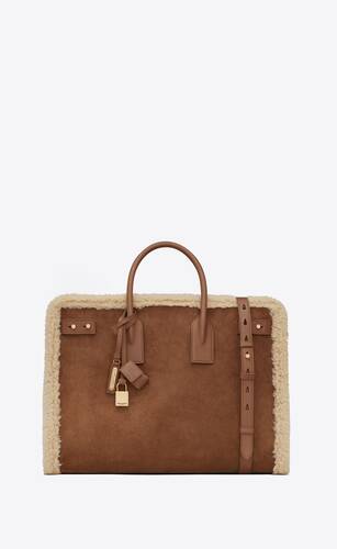 sac de jour thin large in shearling and suede