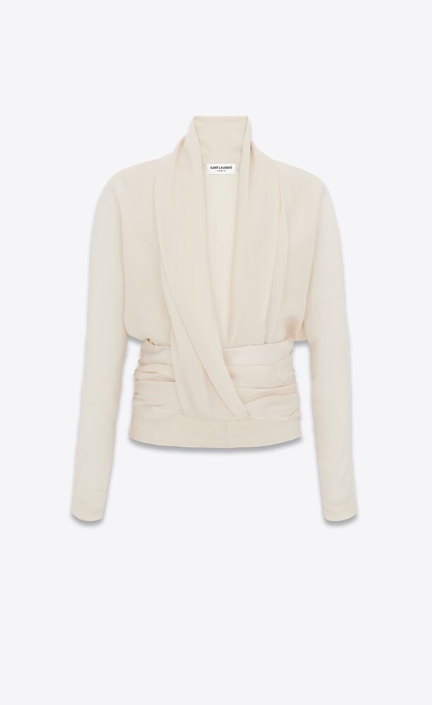 Draped blouse in twill | Saint Laurent | YSL.com