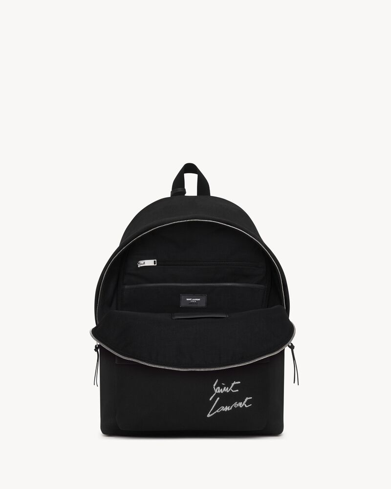 saint laurent embroidered city backpack in canvas