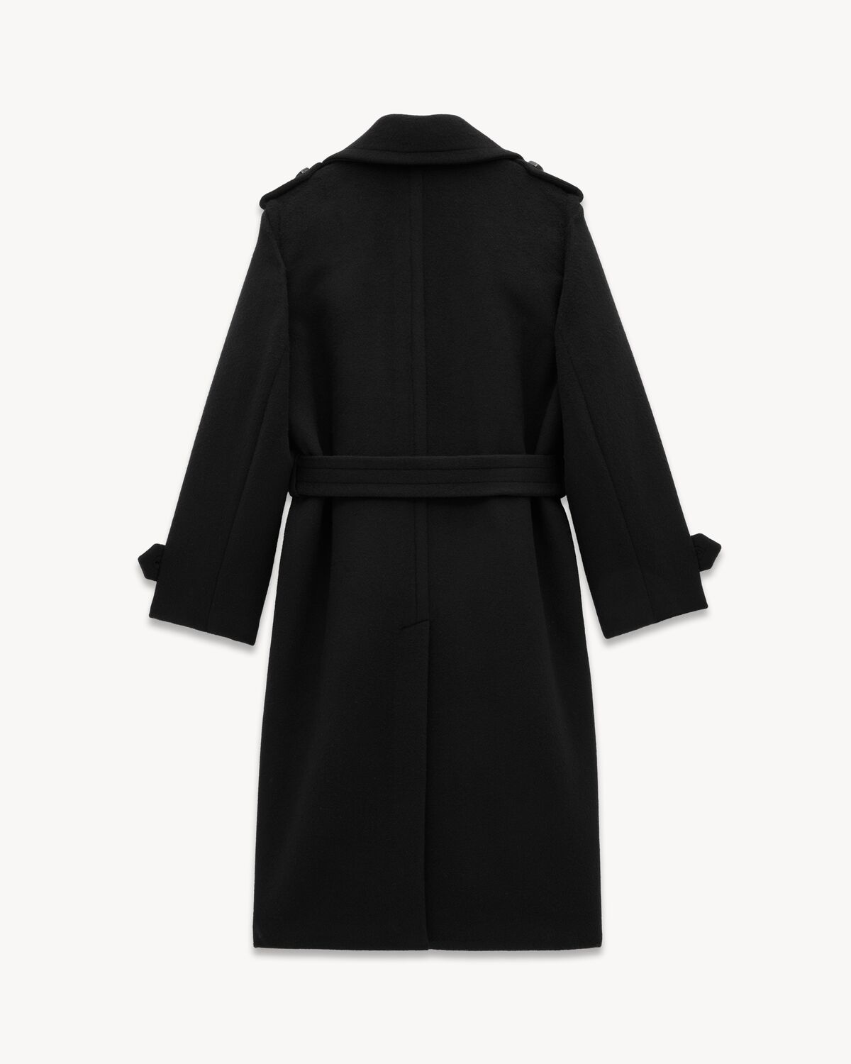 trench coat in wool and cashmere felt