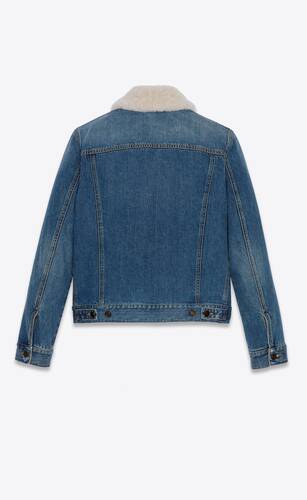 jacket with shearling collar in used 70’s blue denim