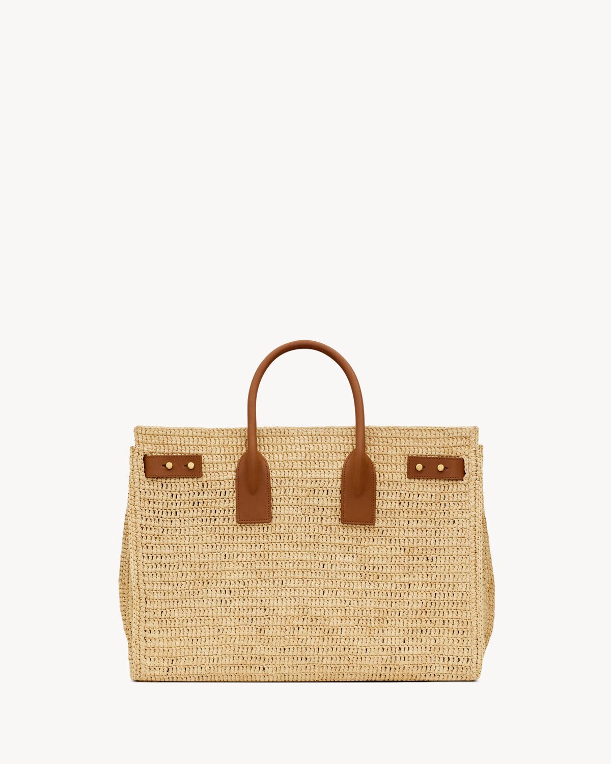 sac de jour supple in raffia and leather - medium