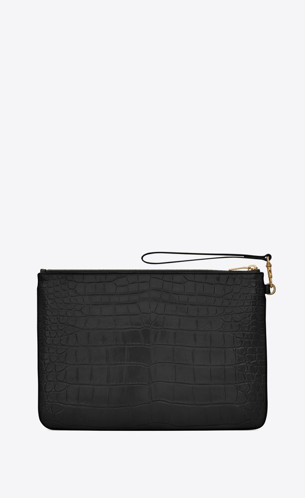 cassandre tablet pouch in crocodile-embossed leather