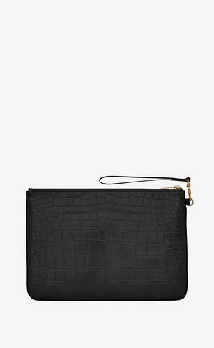 cassandre tablet pouch in crocodile-embossed leather