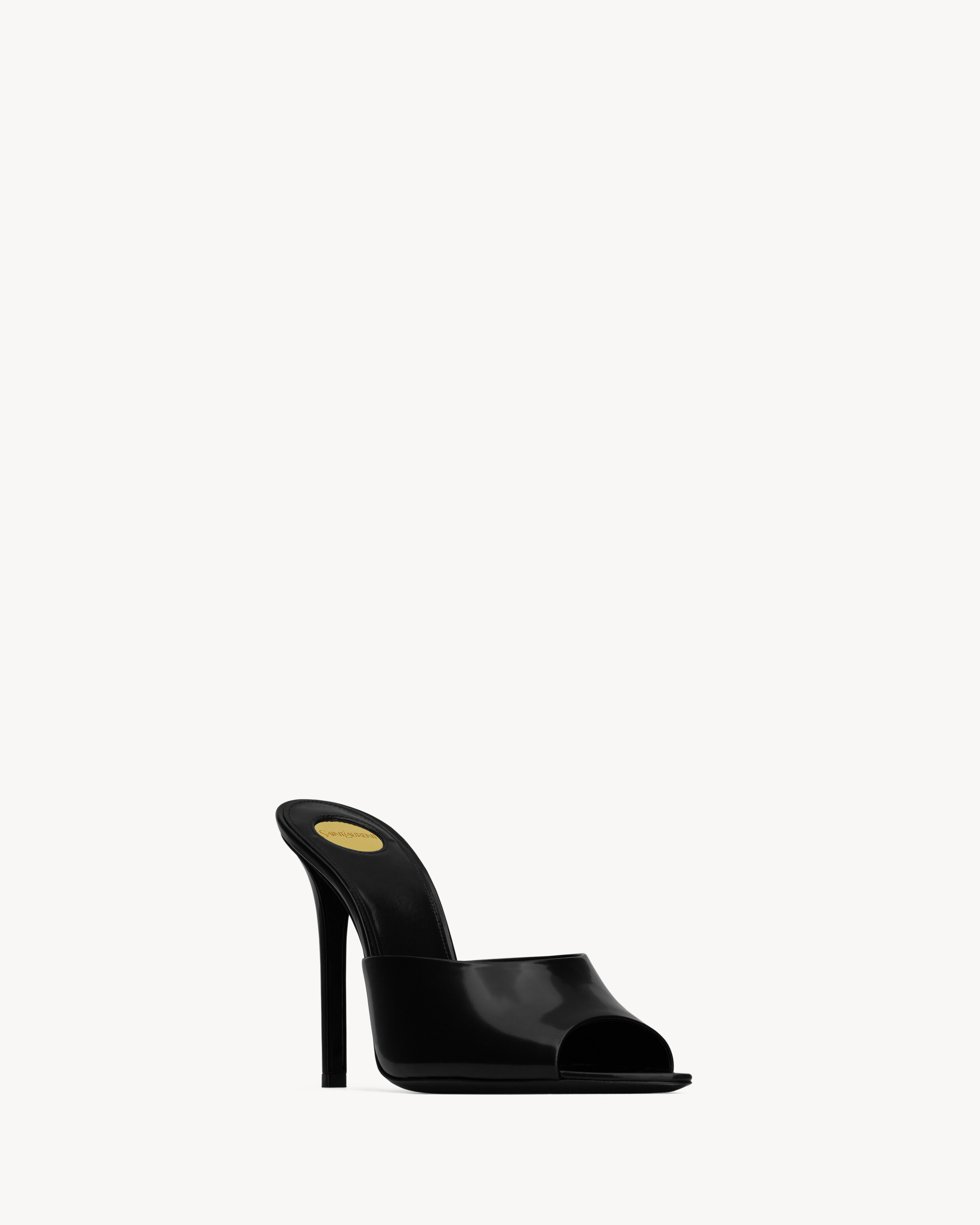 GOLDIE mules in glazed leather