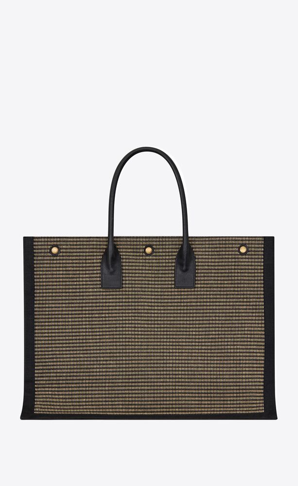 RIVE GAUCHE tote bag in embroidered cotton and linen | Saint Laurent