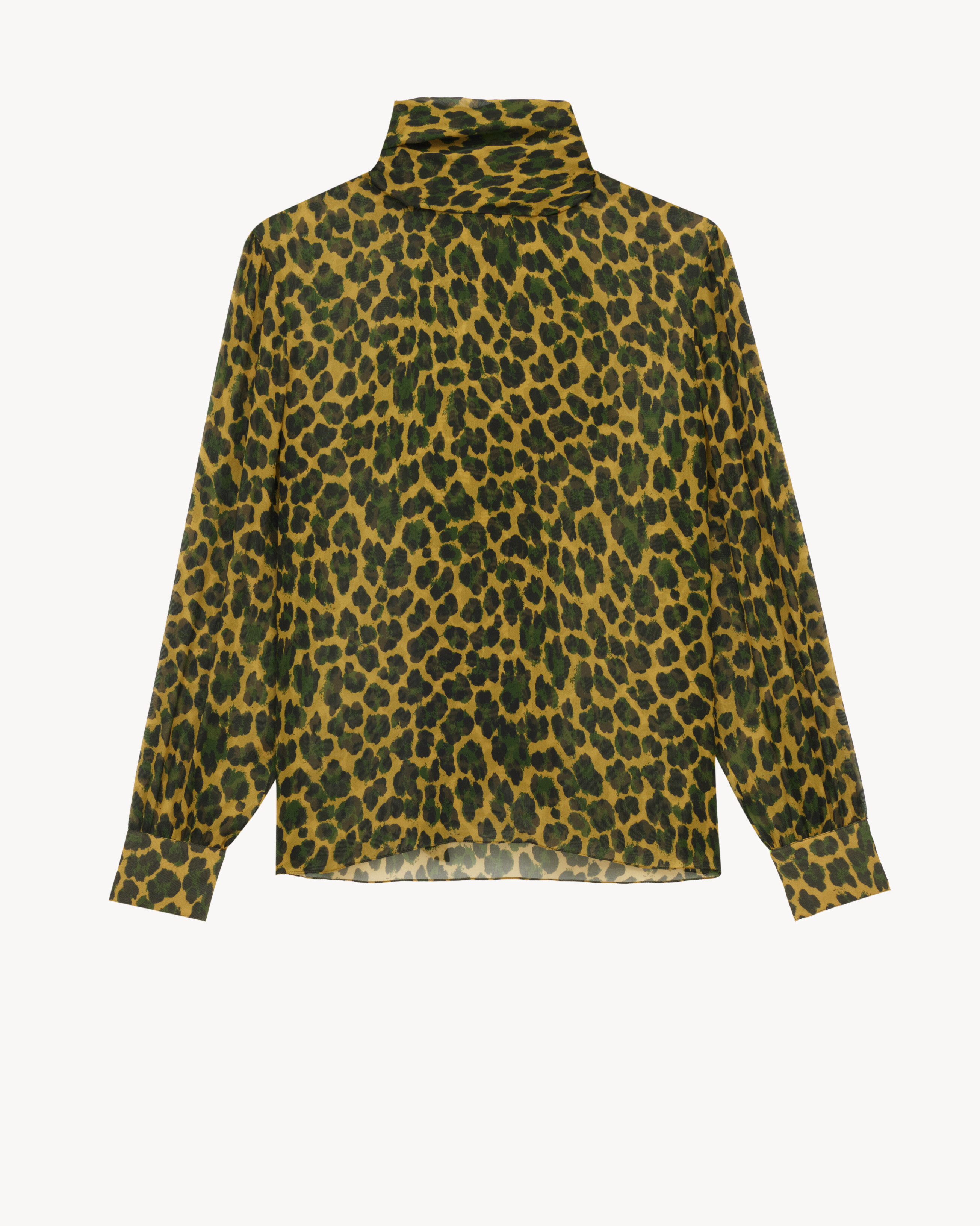 lavallière blouse in leopard silk muslin