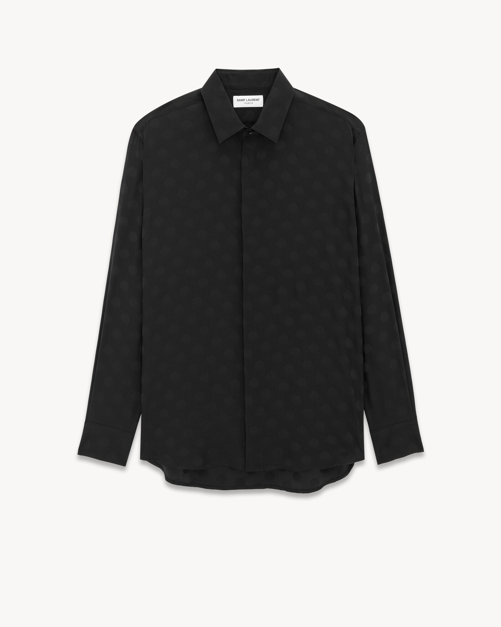 SAINT LAURENT シャツ(ドットシャイニー&マットシルク) - ブラック - 男性 - 40