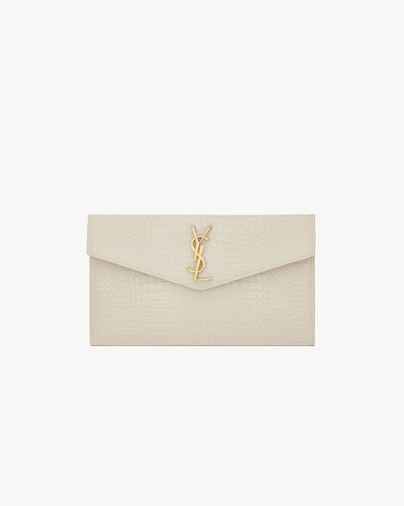 UPTOWN POUCH IN CROCODILE-EMBOSSED SHINY LEATHER