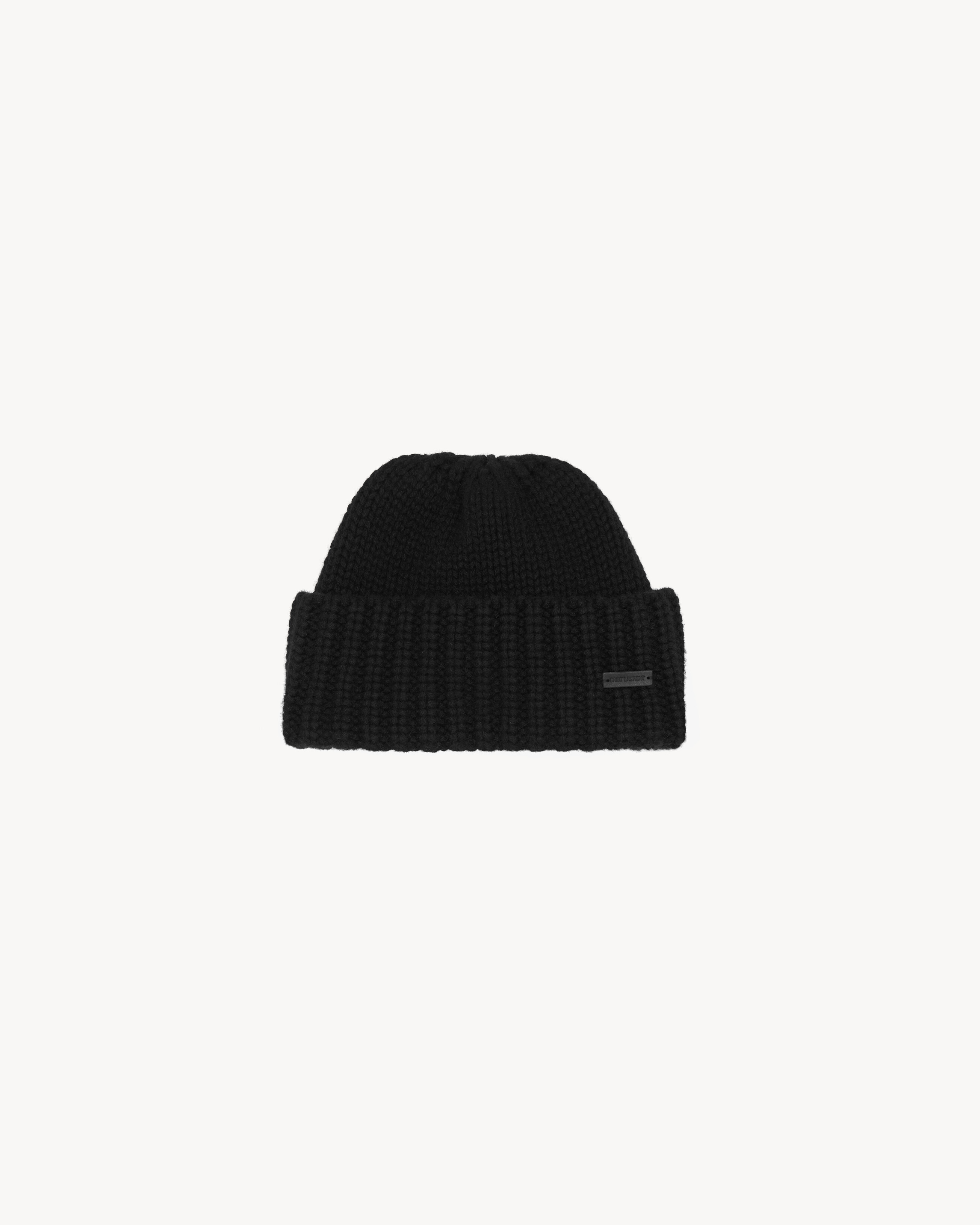 KNITTED CUFFED BEANIE IN CASHMERE