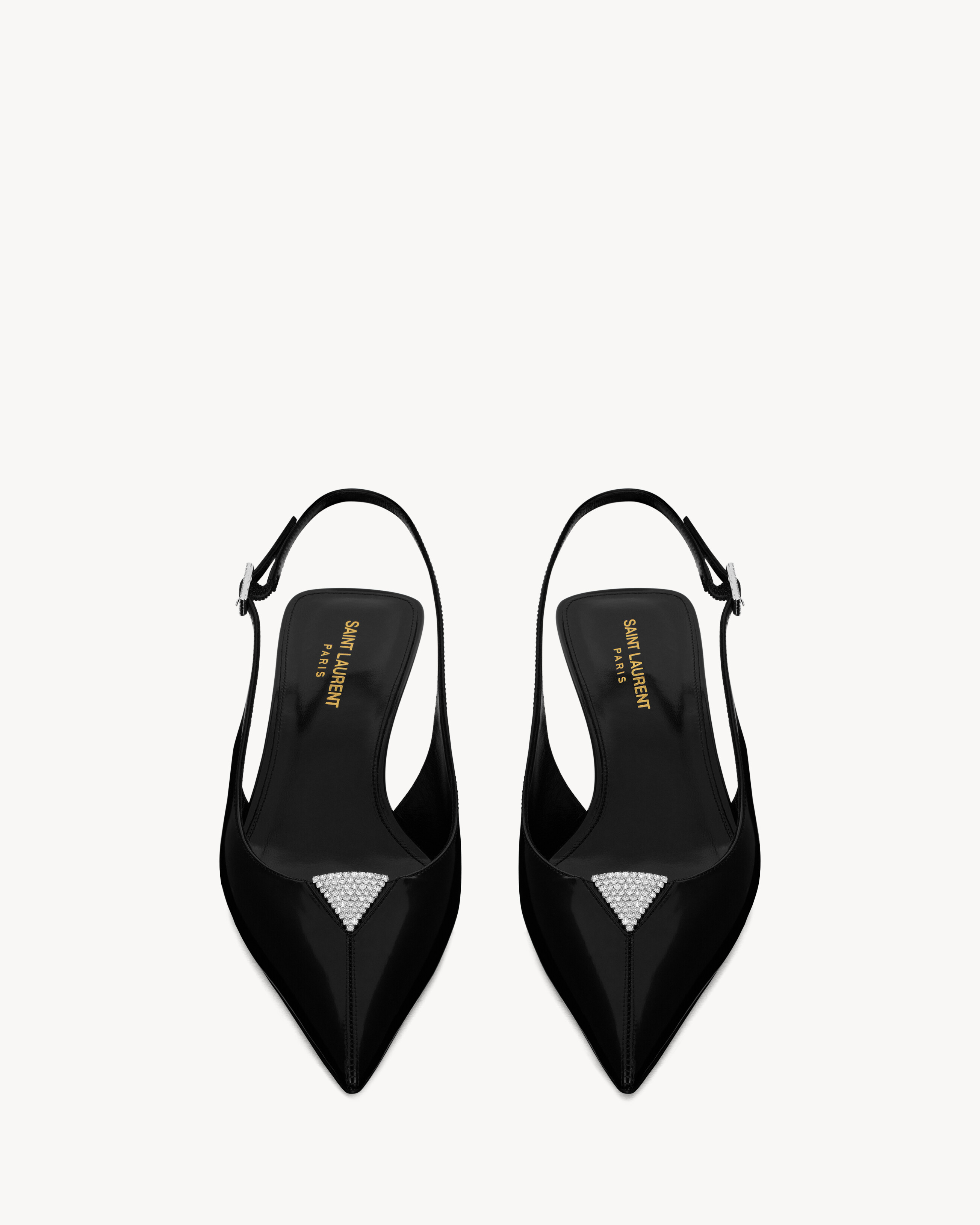 CHERISH slingback pumps in glazed leather and rhinestones