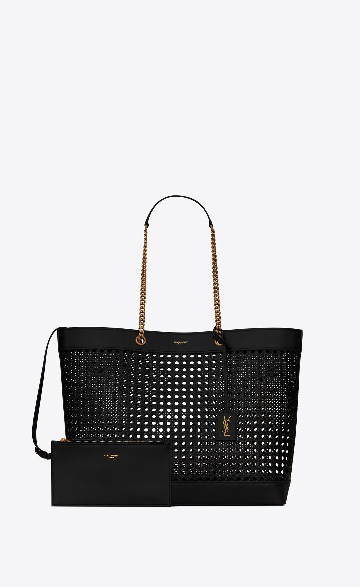 Saint laurent E/W shopping bag in woven cane and leather | Saint ...