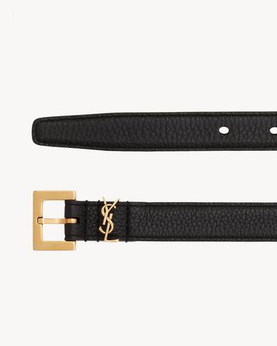 Cassandre THIN BELT WITH SQUARE BUCKLE IN GRAINED LEATHER | Saint