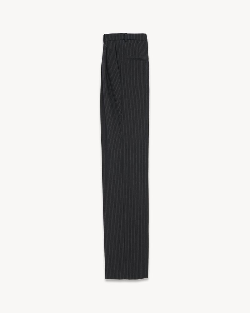 High-waisted pants in striped wool flannel | Saint Laurent | YSL.com