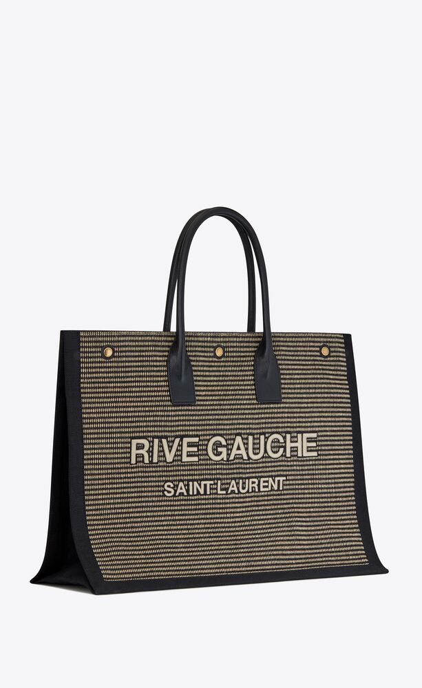 RIVE GAUCHE tote bag in embroidered cotton and linen | Saint Laurent