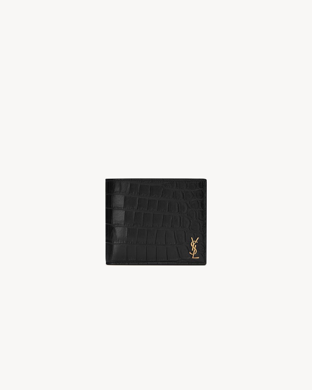 TINY CASSANDRE East/West wallet in CROCODILE-EMBOSSED matte leather