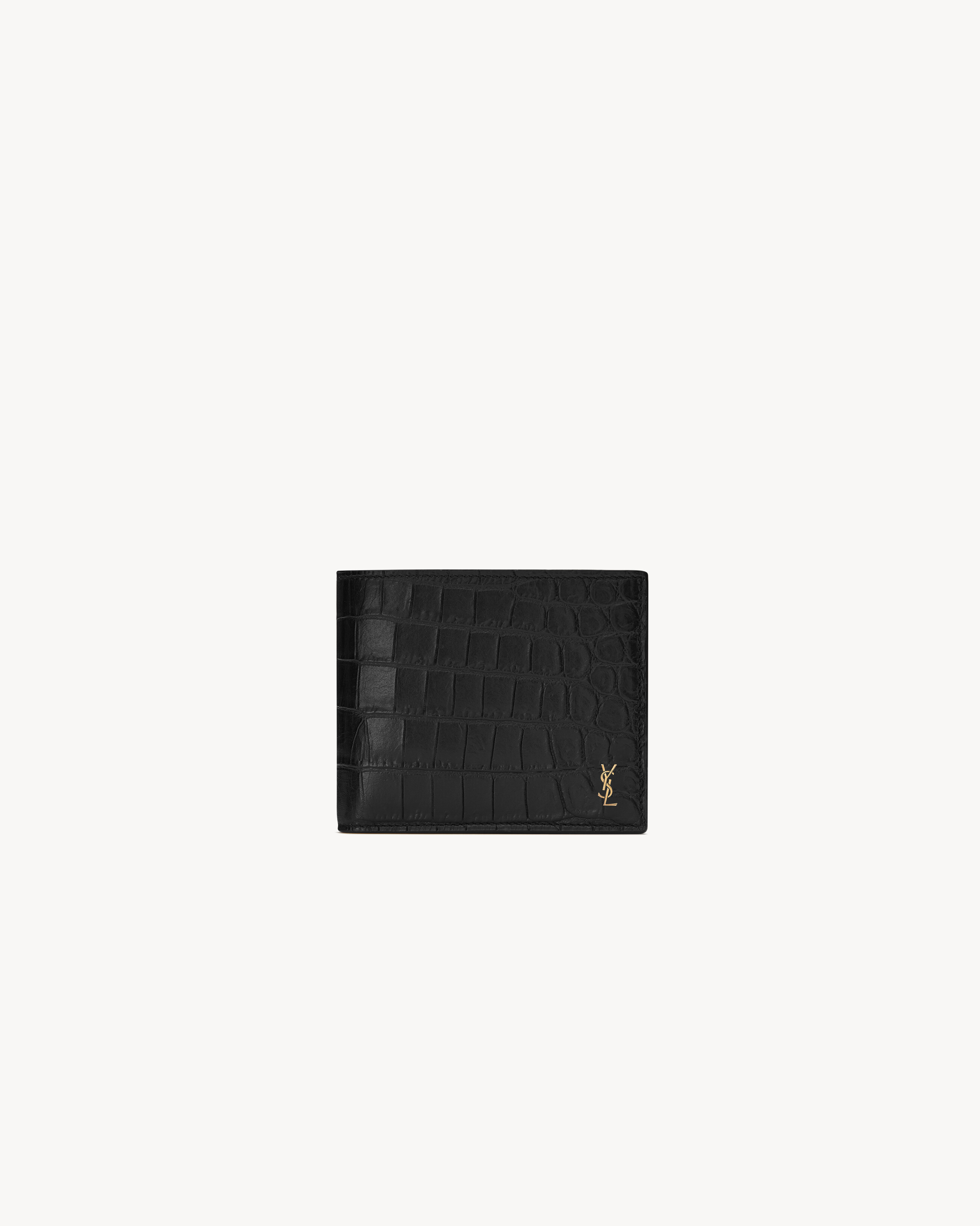 TINY CASSANDRE East/West wallet in CROCODILE-EMBOSSED matte leather