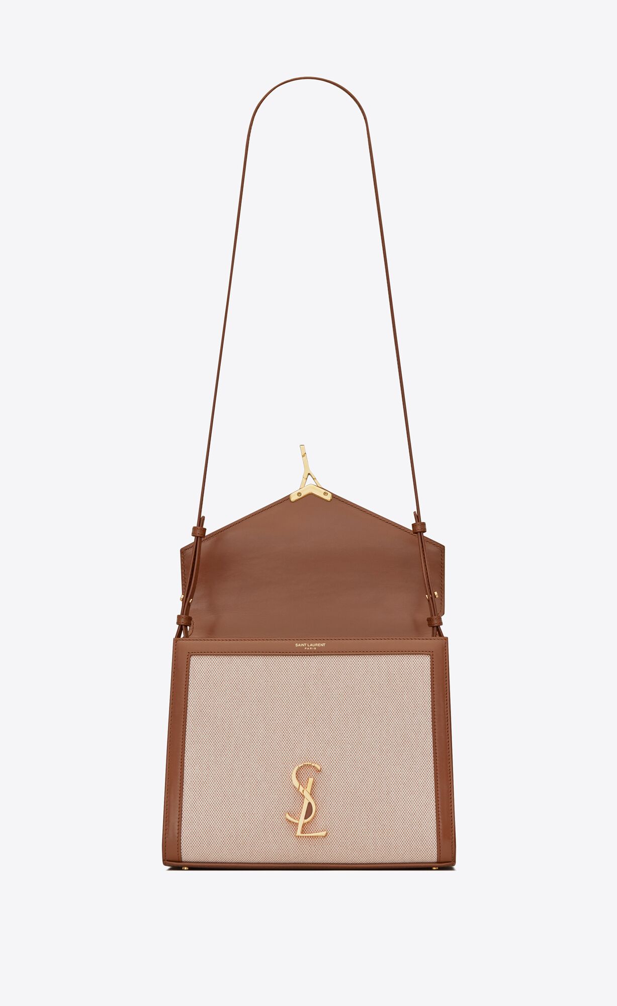 CASSANDRA Medium top handle bag in canvas and smooth leather Saint