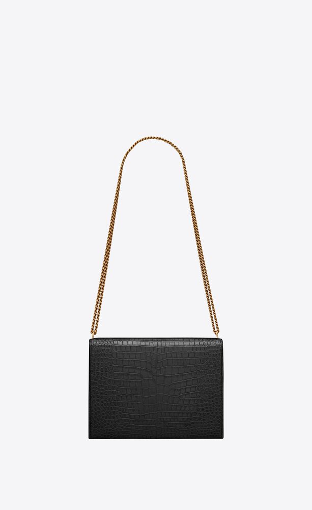 Cassandra medium chain bag in crocodile embossed shiny leather