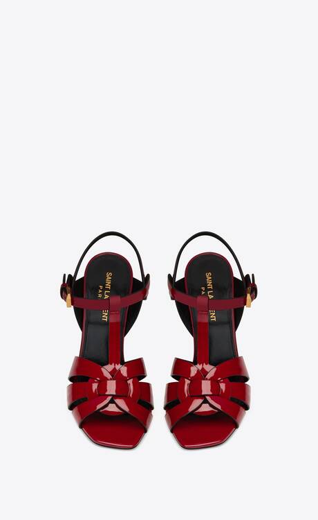 OPYUM Sandals in patent leather with black heel | Saint Laurent ...