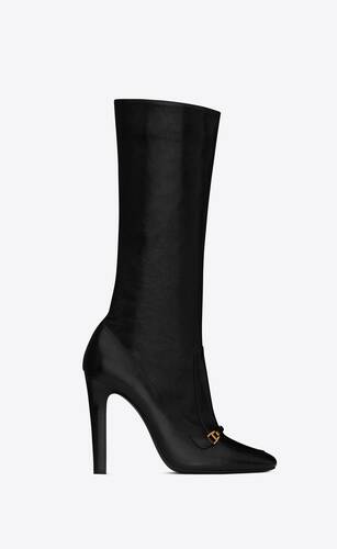 Bottines Cuir Saint Laurent en coloris Noir Femme Chaussures Bottes Bottes à talons 