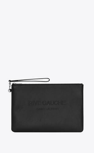 rive gauche zipped pouch in smooth leather