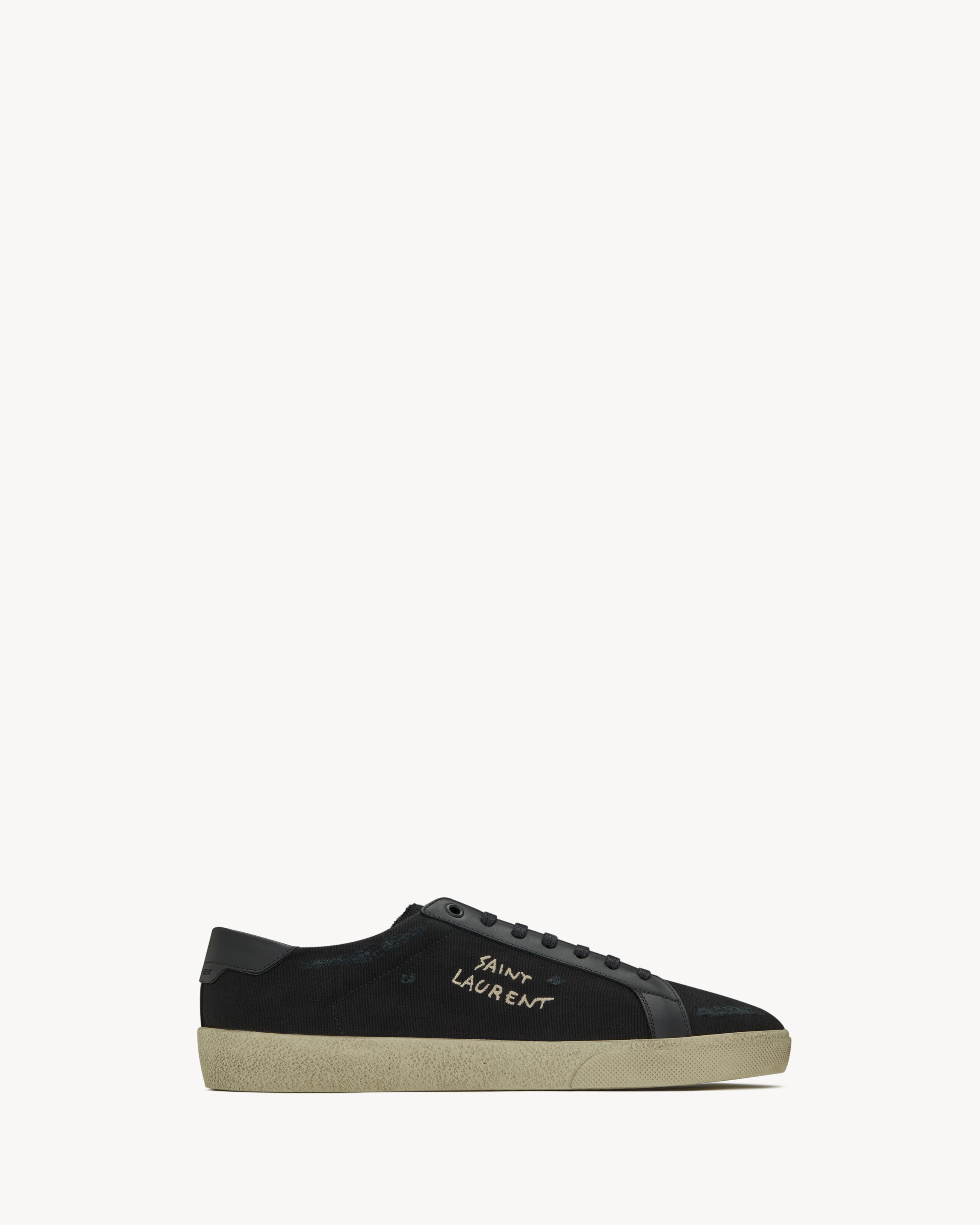 COURT CLASSIC SL/06 embroidered sneakers canvas and smooth leather | Laurent |