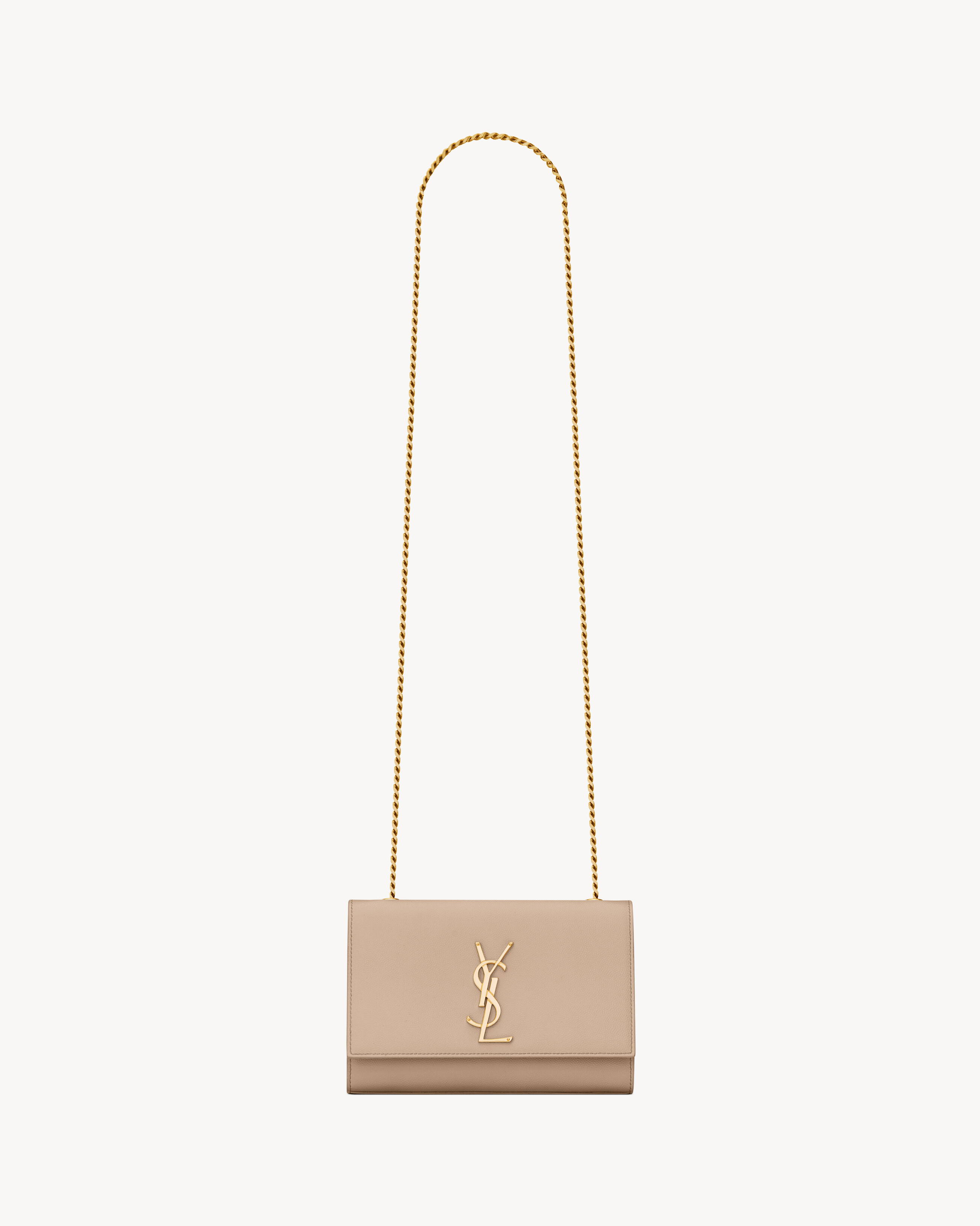 KATE small Tasche mit Kette aus schwarzem strukturiertem Leder mit Grain-de-Poudre-Prägung
