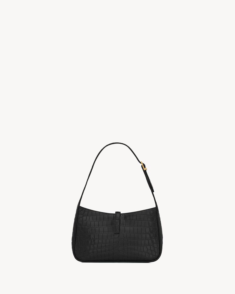 Saint Laurent Le 5 A YSL Croc-Embossed Hobo Shoulder Bag