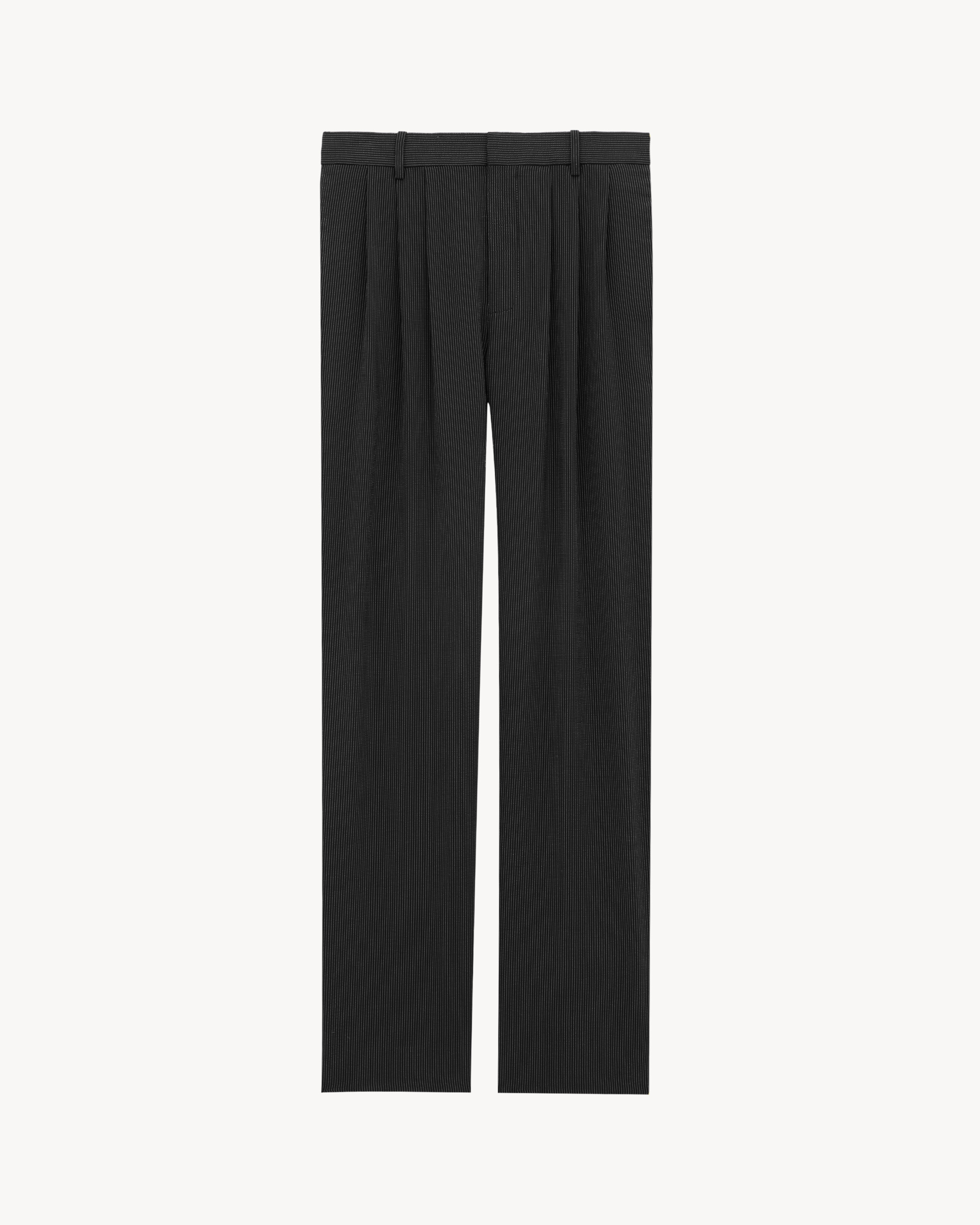 Saint Laurent Men's Noir Et Craie Baggy Pants In Striped Canvas Black Size 38