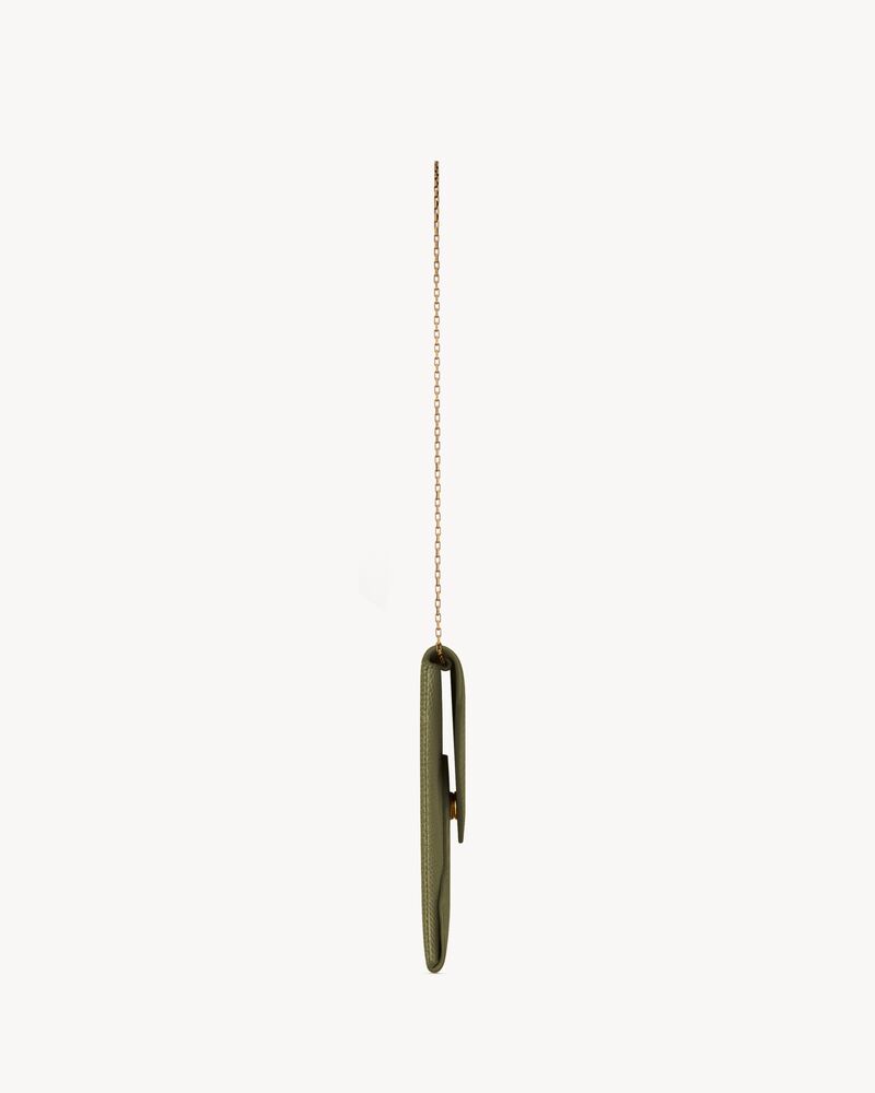 LETTER pouch on chain in shiny lizard