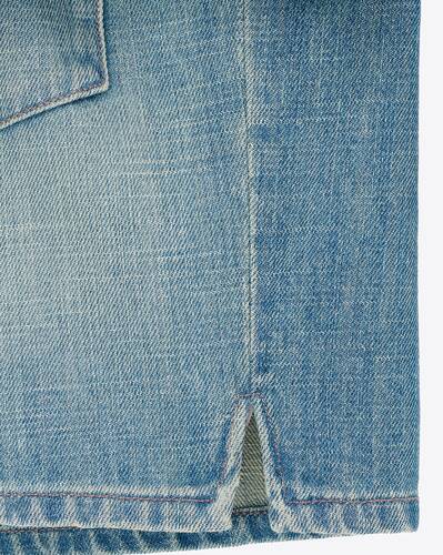 cropped shirt in blue twill denim