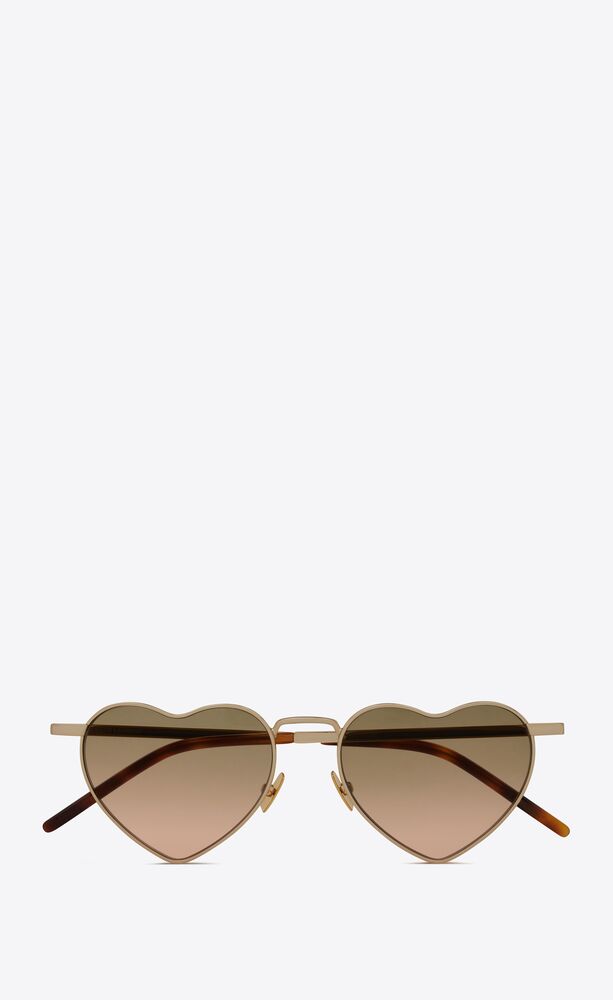 Saint Laurent New Wave Loulou Heart-shaped Metal Sunglasses in