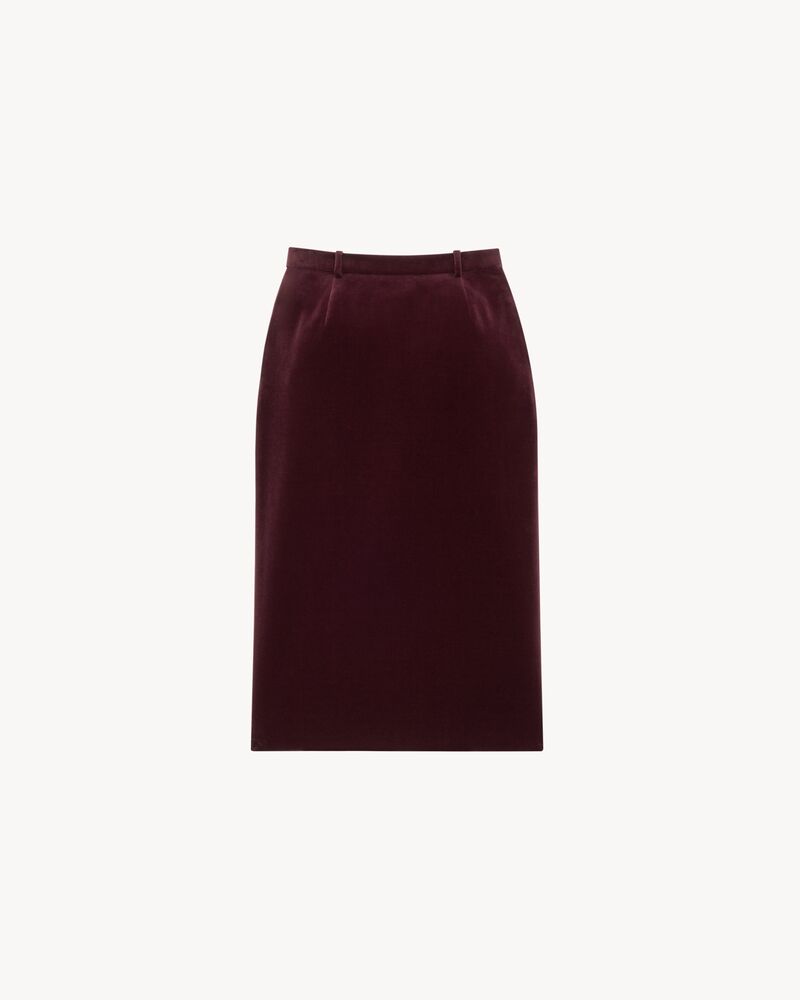 midi wrap skirt in cotton velvet