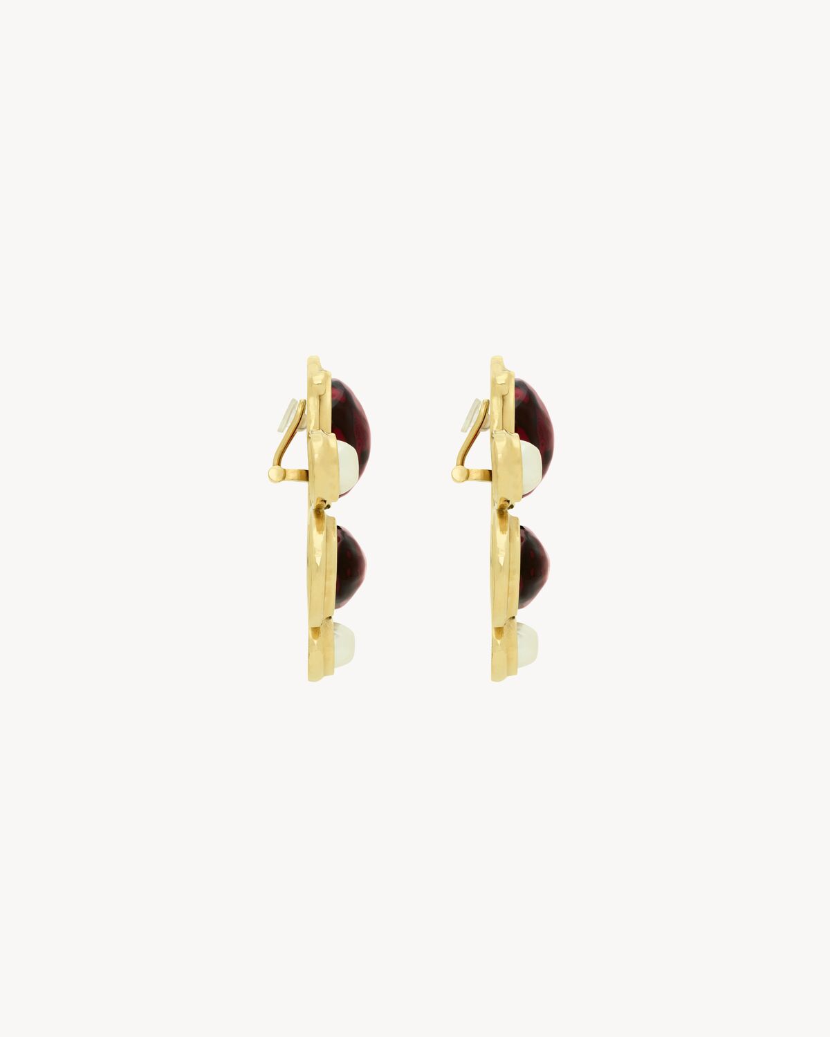 cassandre byzantine earrings in resin, crystal, and metal