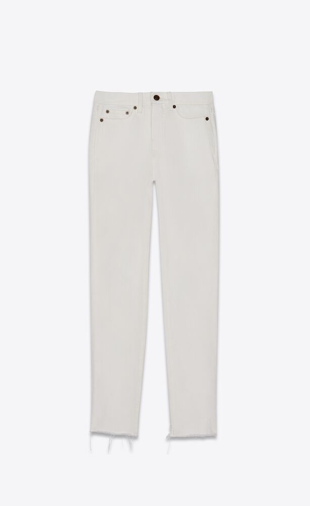 raw-edge carrot-fit jeans in vintage white denim