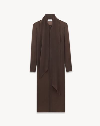 lavallière-neck long shirt in silk georgette