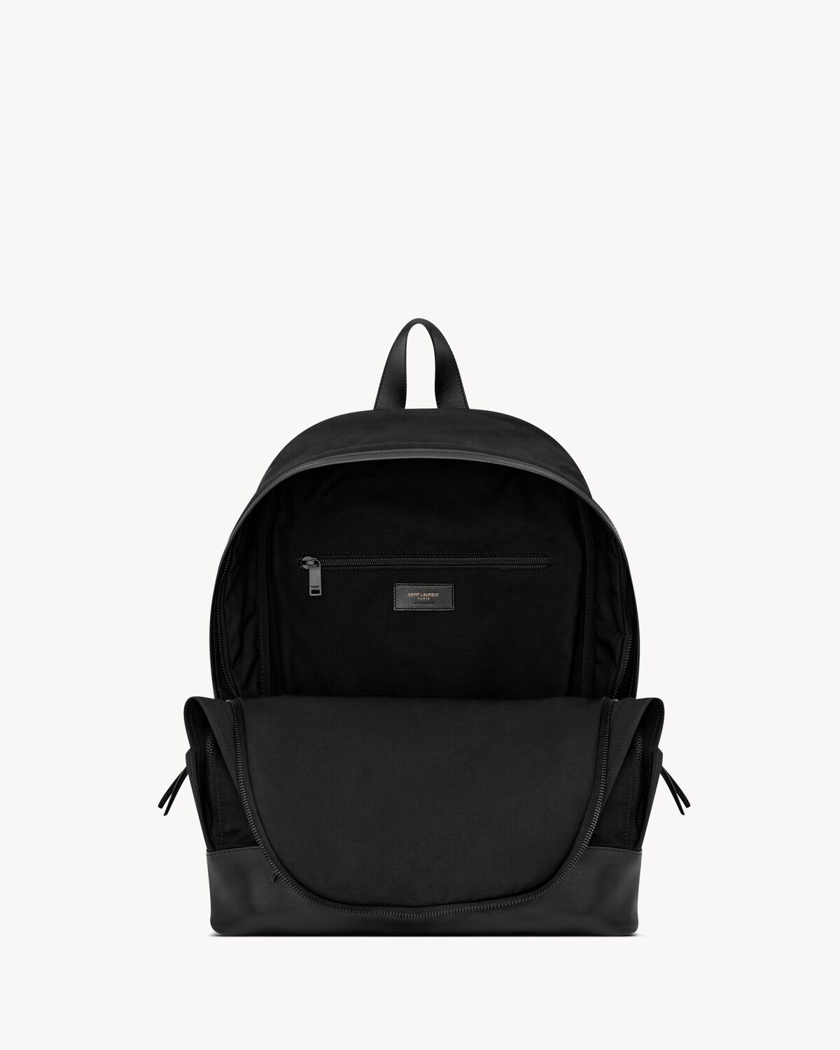 city backpack in nylon canvas and leather