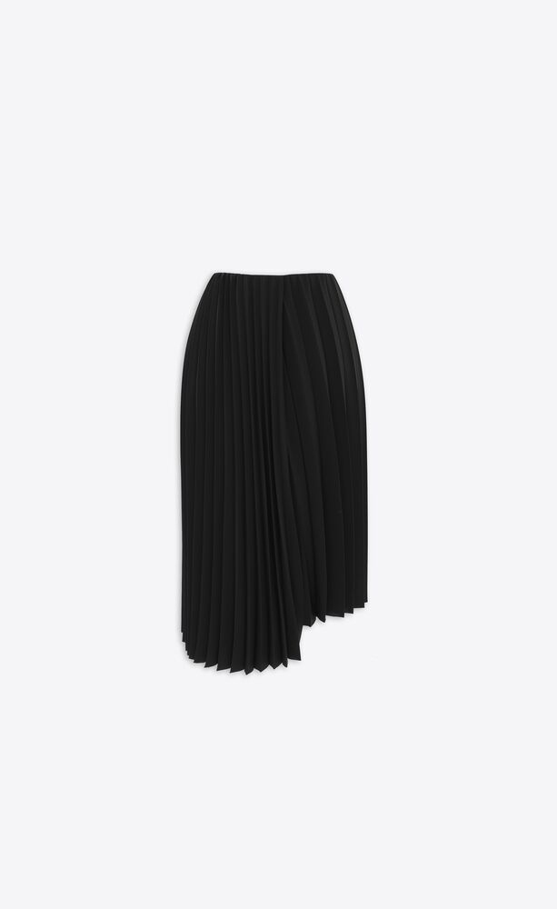 asymmetrical pleated midi skirt in crepe