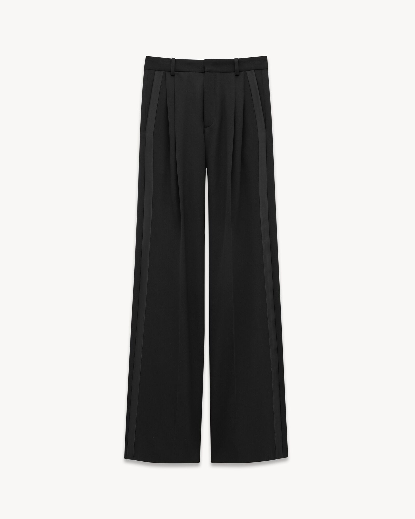 Wide-leg tuxedo pants in GRAIN DE POUDRE | Saint Laurent | YSL.com