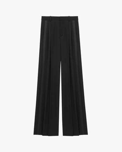 wide-leg tuxedo pants in grain de poudre | Saint Laurent