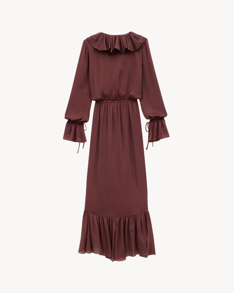 ruffled dress in silk charmeuse