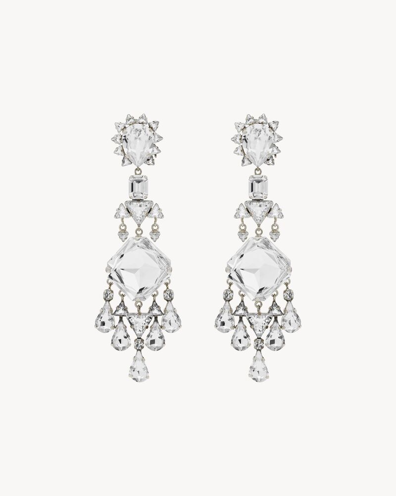 orecchini pendenti in metallo con cristalli